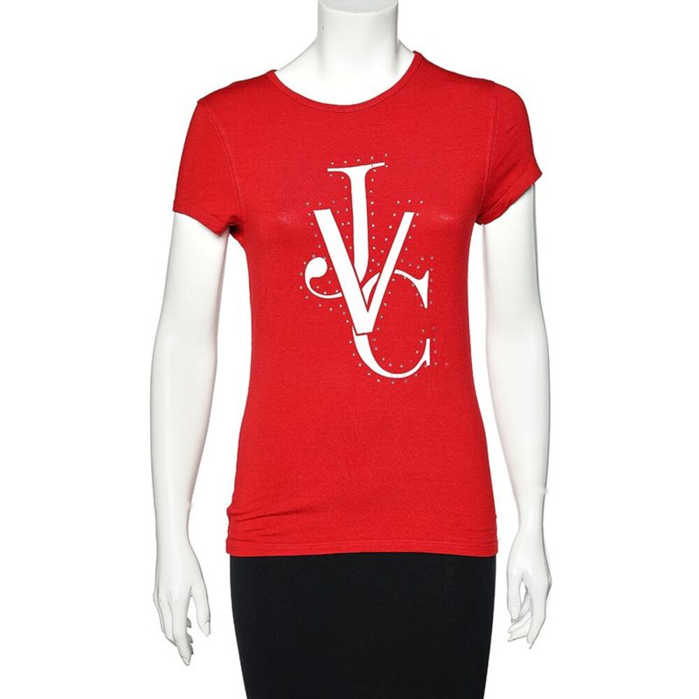 Versace Jeans Couture Red Cotton Knit Logo T-Shirt Xl